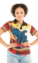 Load image into Gallery viewer, Aboriginal Art Ladies Fitted Polo Spiritbird: Flying Together