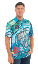 Load image into Gallery viewer, Aboriginal Art Unisex 50+ UPF Polo Sea Turtles Journey