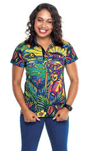 Load image into Gallery viewer, Aboriginal Art Ladies Fitted Polo NAIDOC 2020 Rainforest Warrior