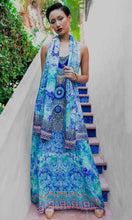 Load image into Gallery viewer, Silk Dress String Strap Long Amalfi Azure