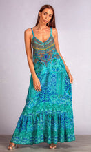 Load image into Gallery viewer, Silk Dress Frill Strap Maxi Atlantis