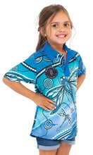 Load image into Gallery viewer, Aboriginal Art Kids Unisex 50+ UPF Polo Dragonfly Waters