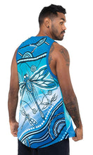 Load image into Gallery viewer, Aboriginal Art Premium Men's Singlet Dragonfly Waters