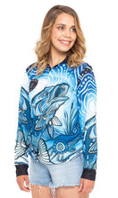 Load image into Gallery viewer, Aboriginal Art Unisex 50+ UPF Long Sleeve Polo Full Moon Barramundi