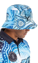 Load image into Gallery viewer, Aboriginal Art Recycled 50+ UPF Bucket Hat Full Moon Barramundi
