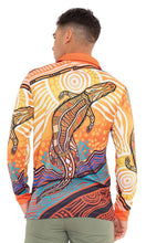 Load image into Gallery viewer, Aboriginal Art Unisex 50+ UPF Long Sleeve Polo Jumping Crocodile