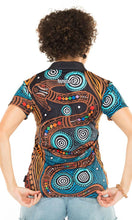 Load image into Gallery viewer, Aboriginal Art Ladies Fitted Polo Rainbow Serpent