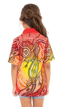 Load image into Gallery viewer, Aboriginal Art Kids Unisex 50+ UPF Polo Sunset Goanna