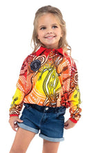Load image into Gallery viewer, Aboriginal Art Kids Unisex 50+ UV Long Sleeve Polo Sunset Goanna