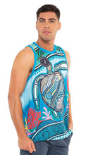 Load image into Gallery viewer, Aboriginal Art Premium Men's Singlet Sea Turtles Journey
