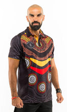 Load image into Gallery viewer, Aboriginal Art Men's Polo Sports Tribute