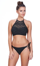 Load image into Gallery viewer, Sundance Black UW Padded Hi-Neck Crop Top, Pre-Order D Cup to G Cup
