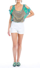 Load image into Gallery viewer, Silk Top Cold Shoulder Emerald