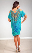Load image into Gallery viewer, Silk Dress V Neck Cold Shoulder Atlantis