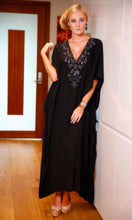 Load image into Gallery viewer, Silk Kaftan Long Monochrome Black, AUS Sizes 10 - 16