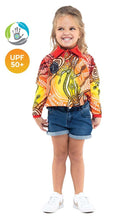 Load image into Gallery viewer, Aboriginal Art Kids Unisex 50+ UV Long Sleeve Polo Sunset Goanna