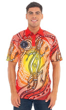 Load image into Gallery viewer, Aboriginal Art Unisex 50+ UPF Polo Sunset Goanna