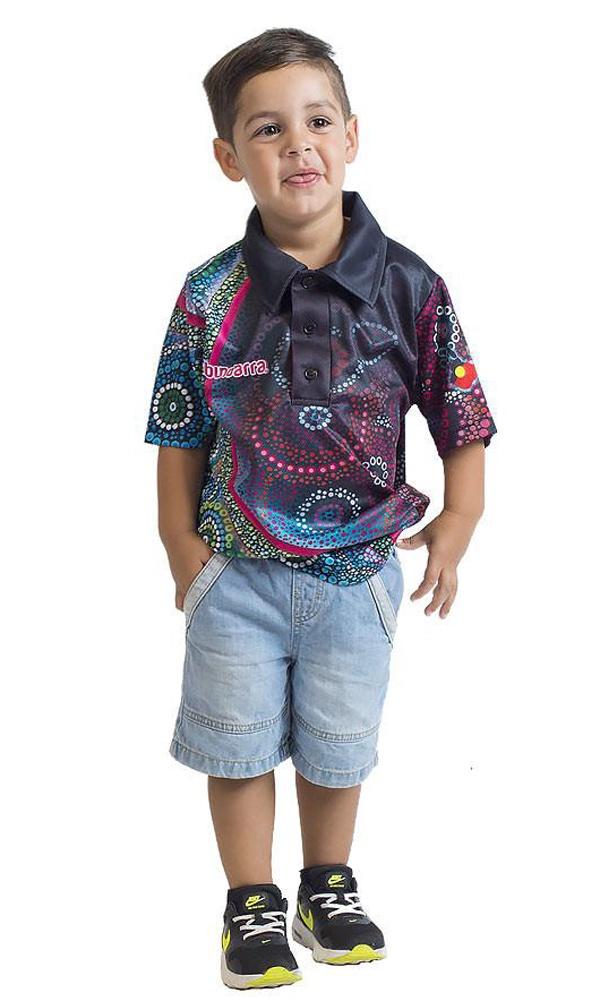 Aboriginal Art Kids Unisex Polo Salt meets Earth