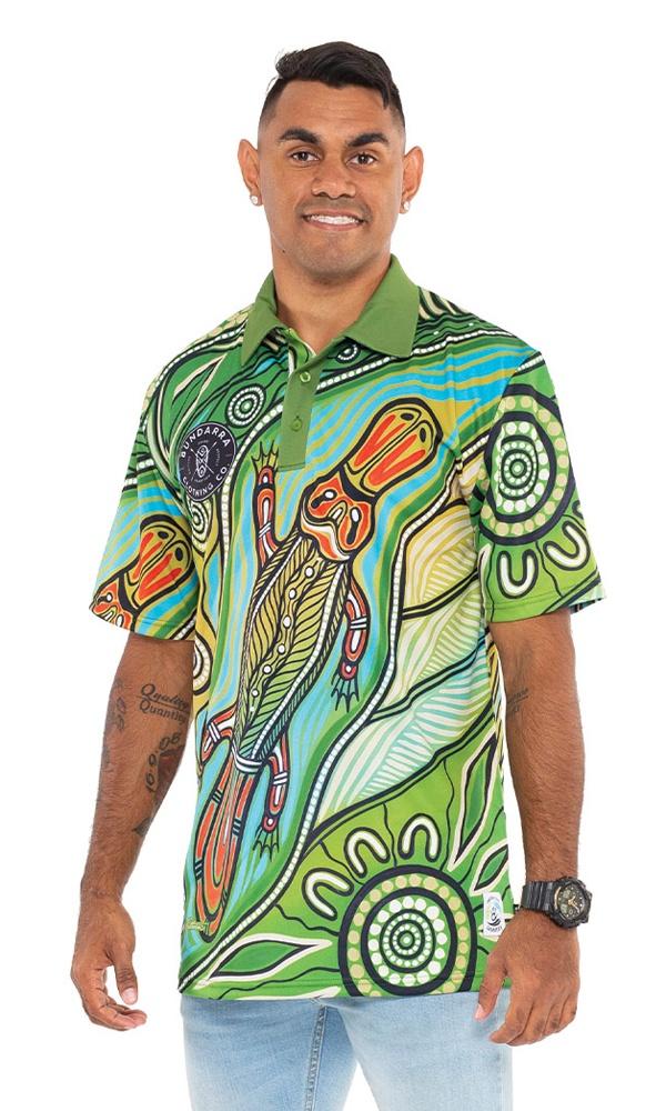 Aboriginal Art Unisex 50+ UPF Polo Platypus River