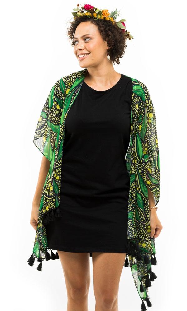 Aboriginal Art Shawl Gumtree Flowers