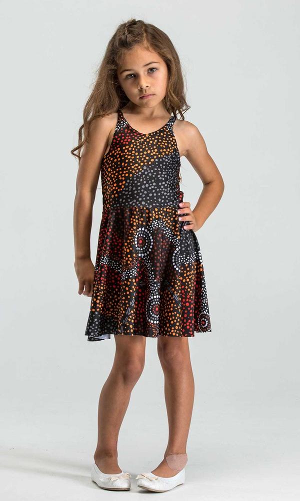 Aboriginal Art Kids Skater Dress Dreamtime