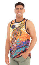 Load image into Gallery viewer, Aboriginal Art Premium Men&#39;s Singlet Jumping Crocodile

