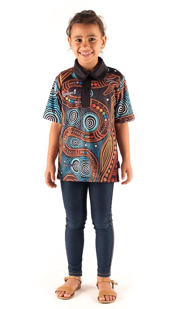 Aboriginal Art Kids Unisex Polo Rainbow Serpent