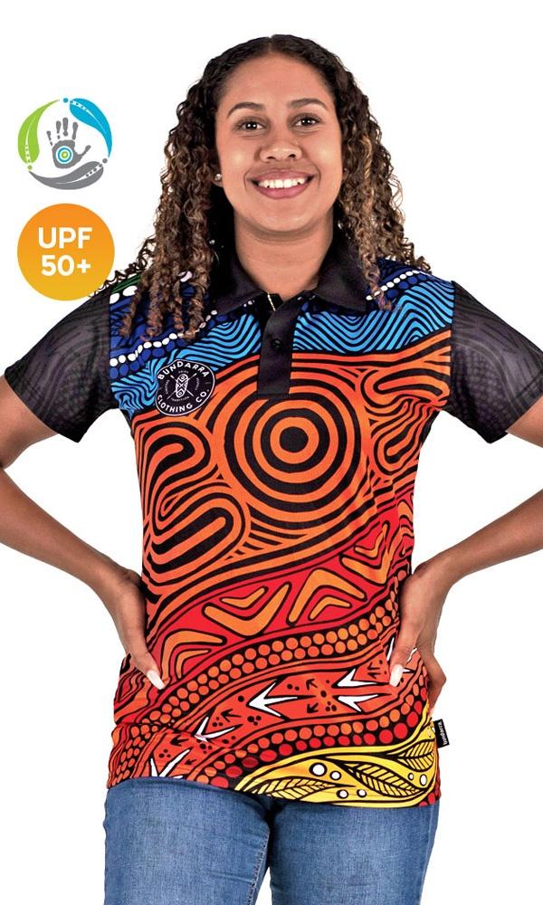 Aboriginal Art Ladies Fitted Polo Together