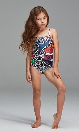 Aboriginal Art Girls Swimsuit Weaving Through Time