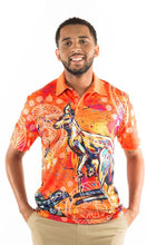 Load image into Gallery viewer, Aboriginal Art Unisex Polo Kangaroo &amp; Goanna Dreaming
