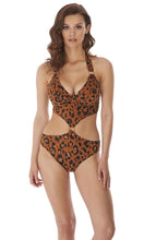 Load image into Gallery viewer, Roar Instinct Leopard UW Padded Cut Out Halter Suit, Pre-Order  D Cup to G Cup
