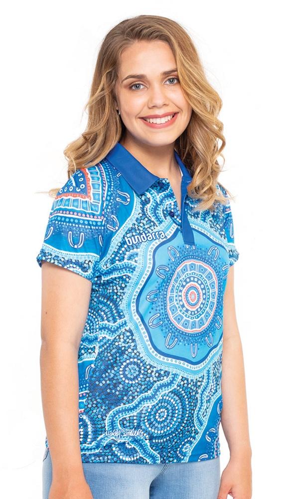 Aboriginal Art Ladies Fitted Polo Ngulliboo