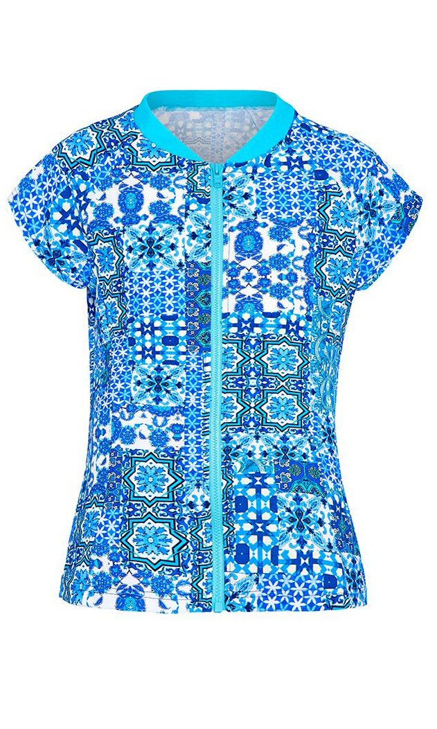 Aqua Blu Kids Marrakech Short Sleeve Zip Rash