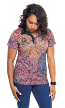 Load image into Gallery viewer, Aboriginal Art Ladies Fitted Polo NAIDOC 2020 Our Many Tribes
