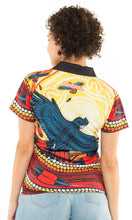 Load image into Gallery viewer, Aboriginal Art Ladies Fitted Polo Spiritbird: Flying Together
