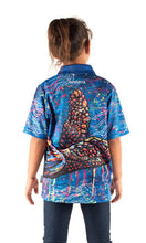 Load image into Gallery viewer, Aboriginal Art Kids Unisex Polo Green Sea Turtle Dreaming
