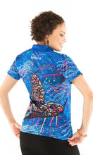 Load image into Gallery viewer, Aboriginal Art Women&#39;s Fitted Polo Green Sea Turtle
