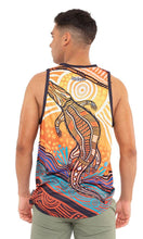 Load image into Gallery viewer, Aboriginal Art Premium Men&#39;s Singlet Jumping Crocodile
