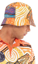 Load image into Gallery viewer, Aboriginal Art Recycled 50+ UPF Bucket Hat Jumping Crocodile

