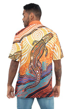 Load image into Gallery viewer, Aboriginal Art Unisex 50+ UPF Polo Jumping Crocodile
