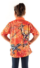 Load image into Gallery viewer, Aboriginal Art Kids Unisex Polo Kangaroo &amp; Goanna Dreaming
