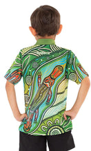 Load image into Gallery viewer, Aboriginal Art Kids Unisex 50+ UPF Polo Platypus River
