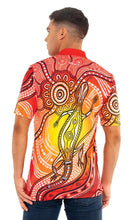 Load image into Gallery viewer, Aboriginal Art Unisex 50+ UPF Polo Sunset Goanna
