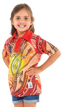 Load image into Gallery viewer, Aboriginal Art Kids Unisex 50+ UPF Polo Sunset Goanna
