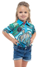 Load image into Gallery viewer, Aboriginal Art Kids Unisex 50+ UPF Polo Sea Turtle Journey
