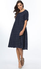 Load image into Gallery viewer, Linen Dress Side Gathered Check
