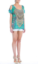 Load image into Gallery viewer, Silk Top Cold Shoulder Emerald
