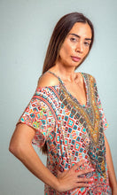 Load image into Gallery viewer, Silk Dress V Neck Cold Shoulder Aleppo
