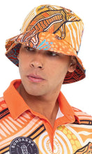 Load image into Gallery viewer, Aboriginal Art Recycled 50+ UPF Bucket Hat Jumping Crocodile
