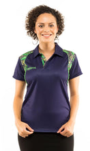 Load image into Gallery viewer, Aboriginal Art Ladies Fitted Bamboo Polo Gumtree Flowers

